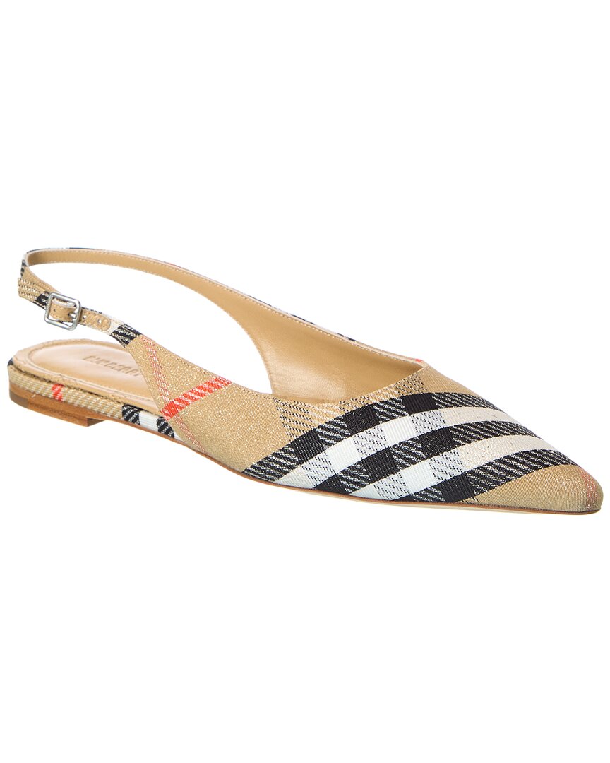 Burberry Birdie Check Canvas Slingback Flat