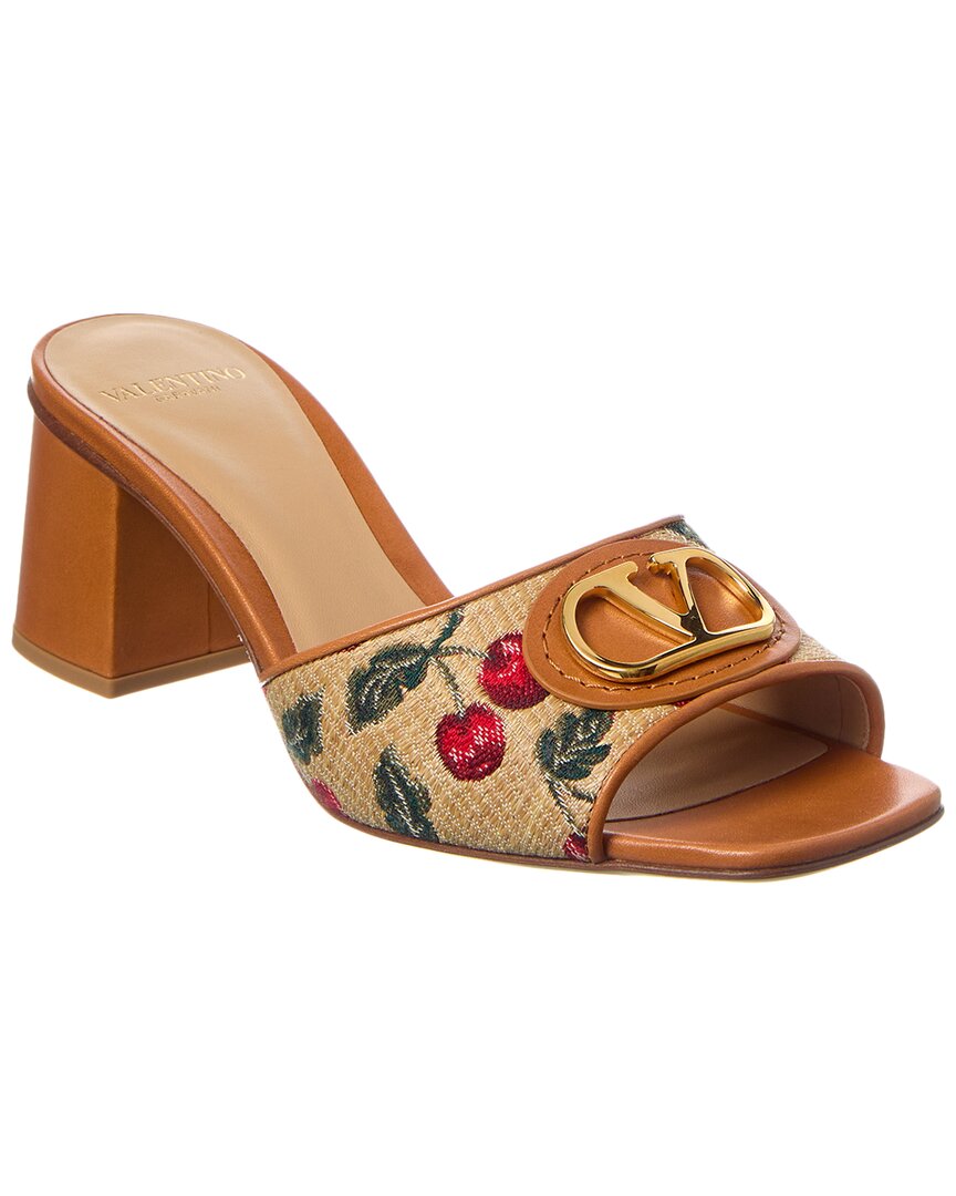 Valentino Vlogo Signature 60 Cherryfic Leather-Trim Sandal