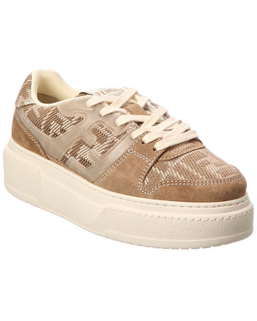 Fendi Match Ff Jacquard & Suede Platform Sneaker