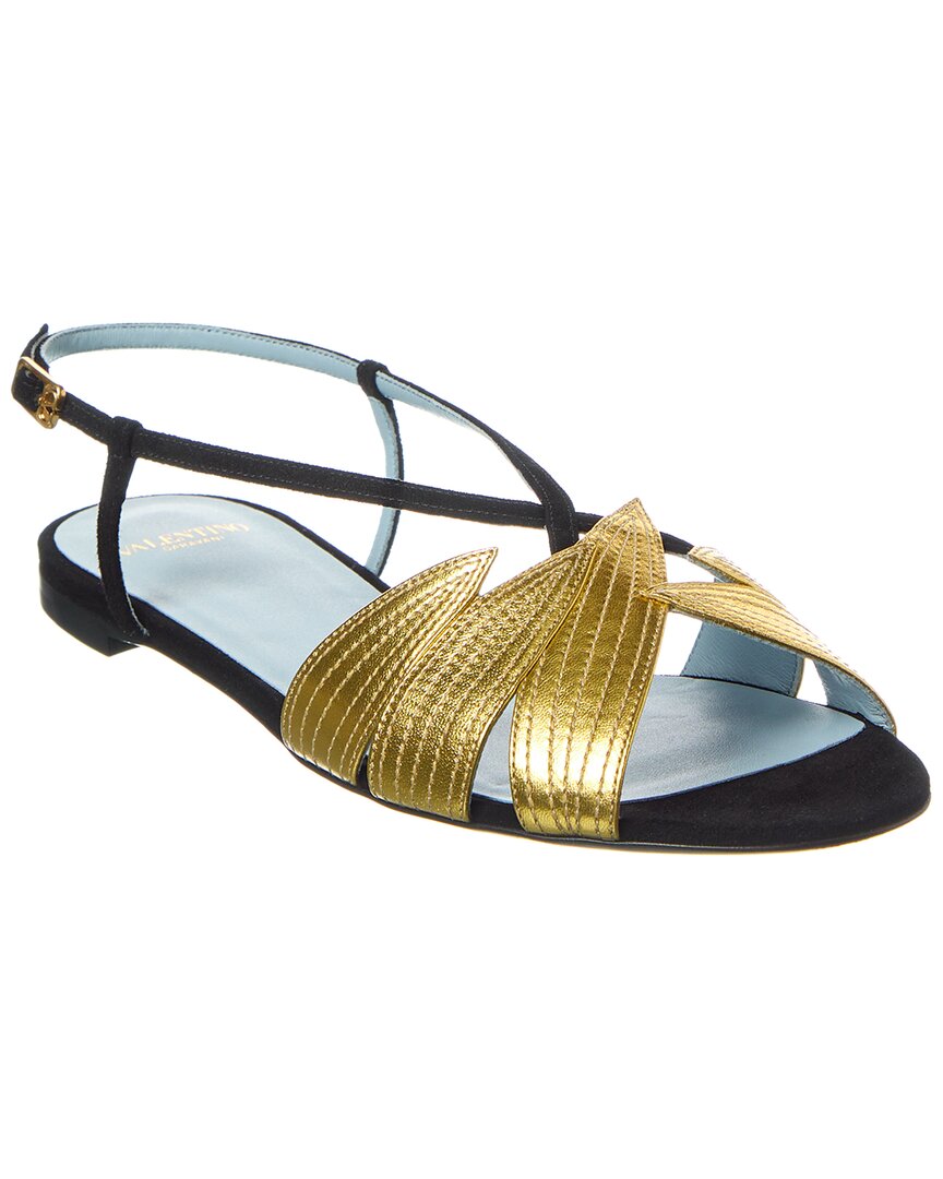 Valentino Foliefoliage Suede & Leather Sandal