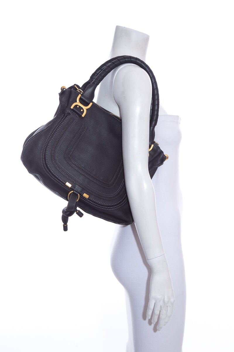 Chloe Black Marcie Leather Satchel Handbag