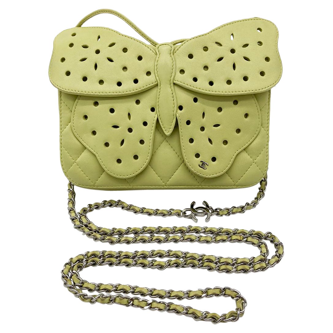 Top Quality Chanel Lime Green Butterfly Classic New Bag