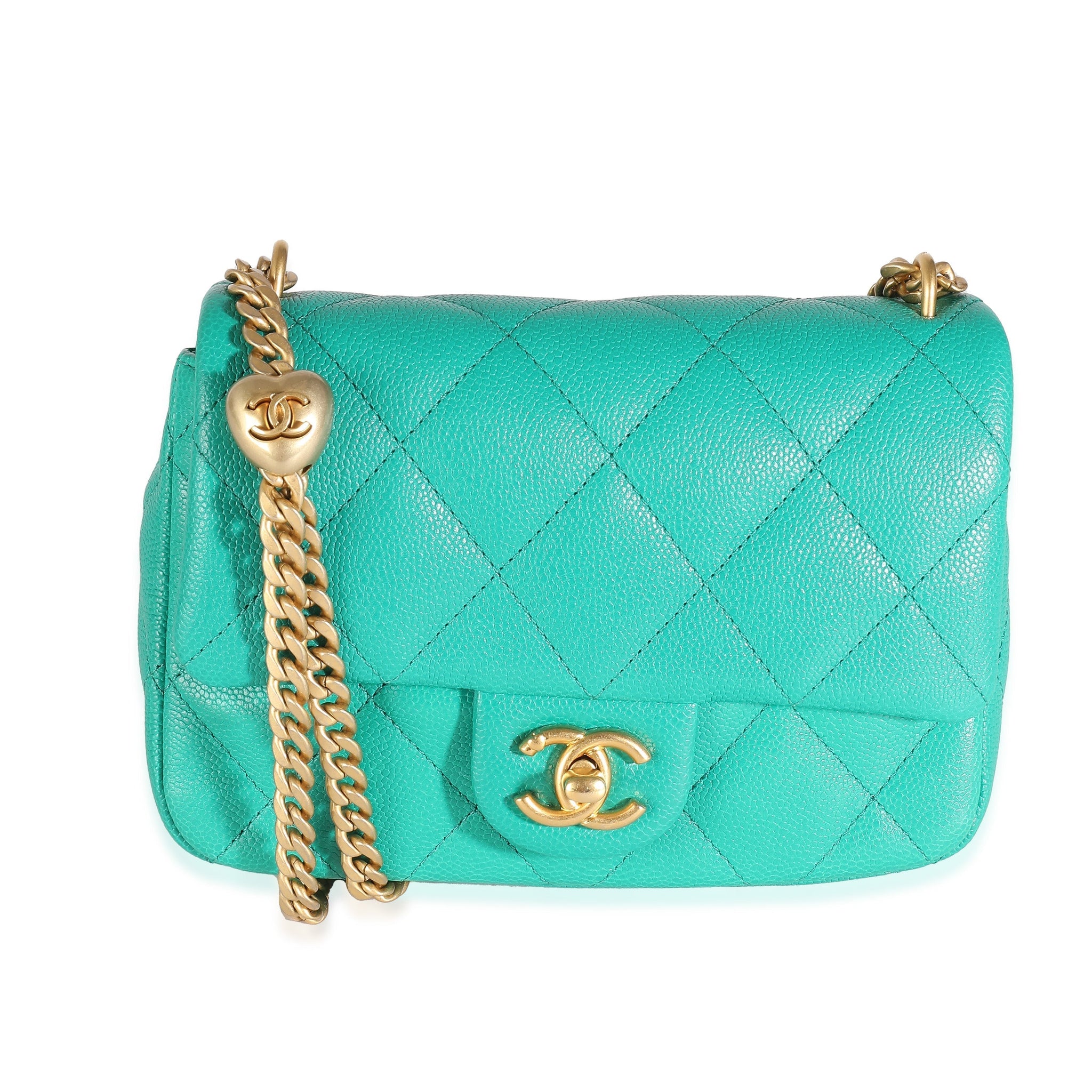 Top Quality Chanel Green Quilted Caviar Sweetheart Mini New Bag