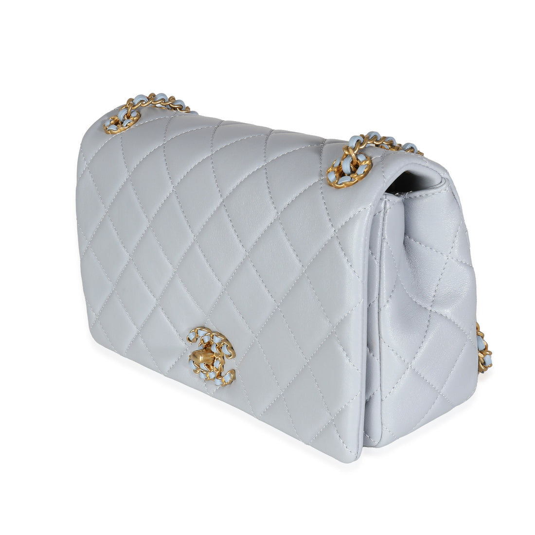 Top Quality Chanel Lilac Quilted Lambskin Woven CC Full New Bag