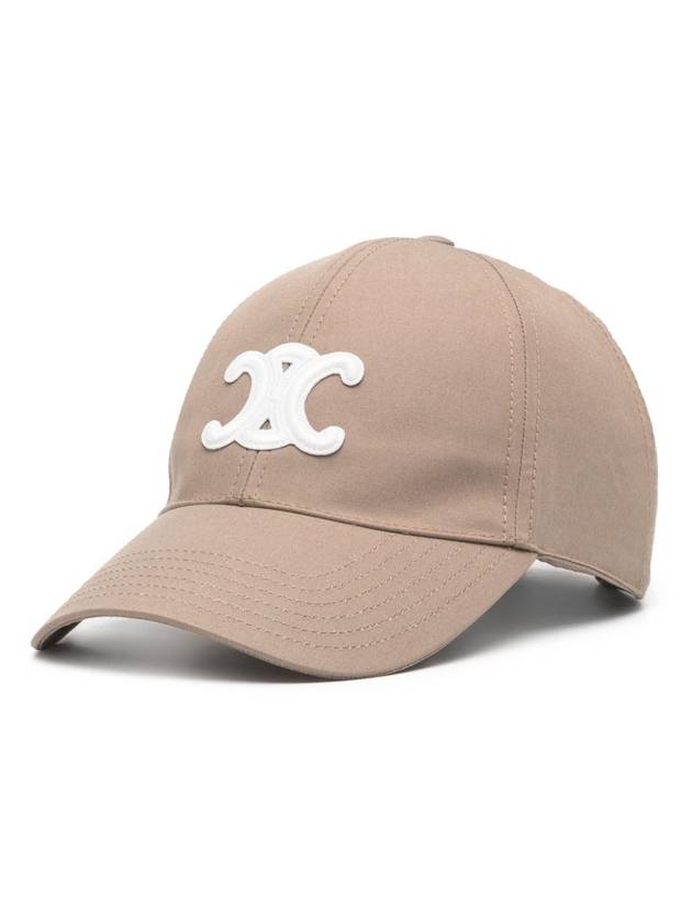 CELINE Triomphe Logo Cotton Ball Cap Greige