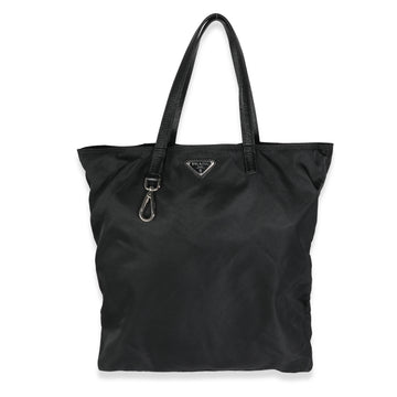 PRADA Black Nylon Logo Shopper Tote