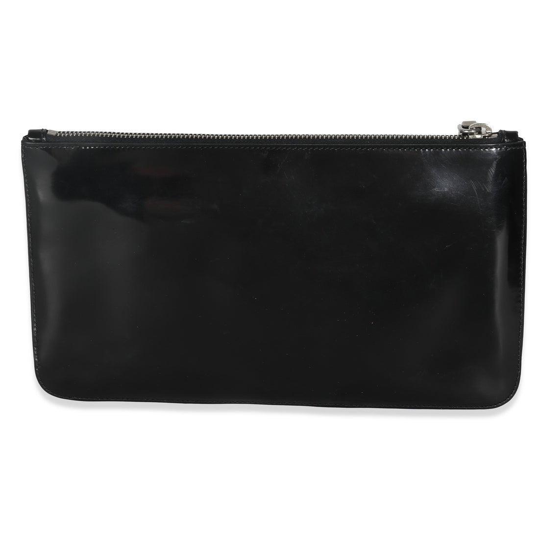 PRADA Black Spazzolato Flower Zip Pouch