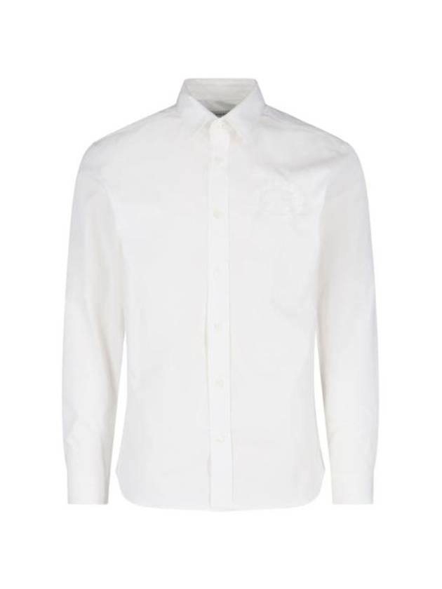Burberry EKD Embroidered Cotton Long Sleeve Shirt White