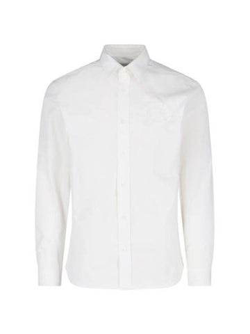 Burberry EKD Embroidered Cotton Long Sleeve Shirt White