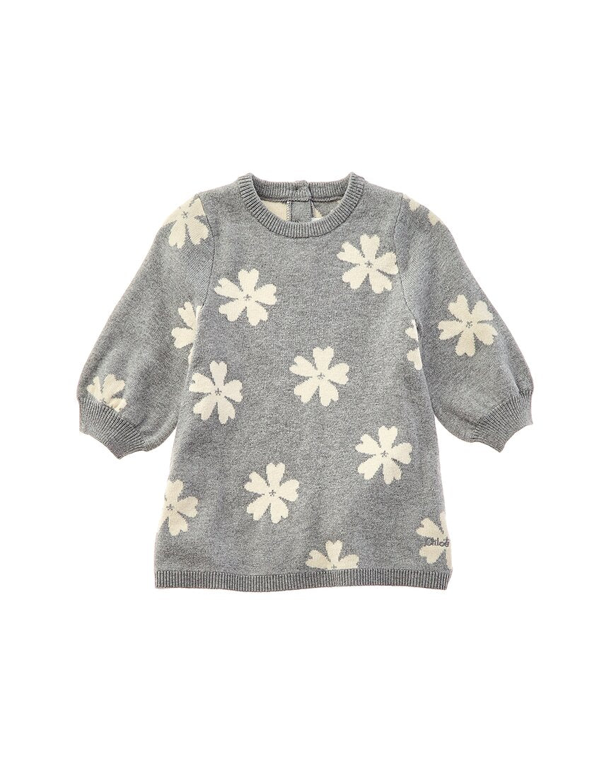 Chloé Girls  Wool-Blend Sweaterdress, 02A, Grey