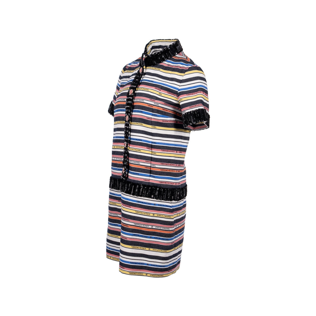 Chanel Size 38 Sequin Rainbow Dress Cotton Black/Multicolour