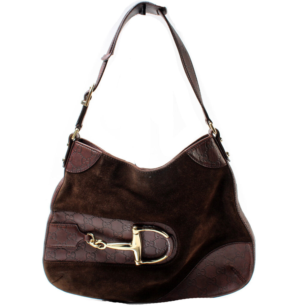 204046 Horsebit Suede Hobo