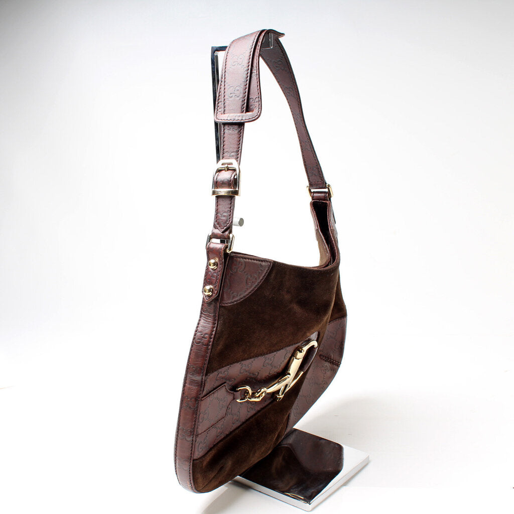 204046 Horsebit Suede Hobo