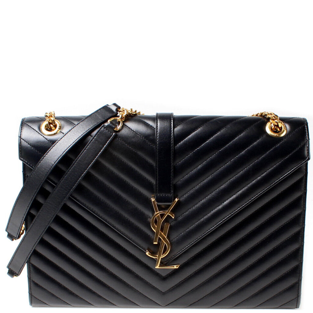 Nappa Leather Large Chevron Envelope Shoulder Bag