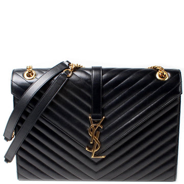 Nappa Leather Large Chevron Envelope Shoulder Bag