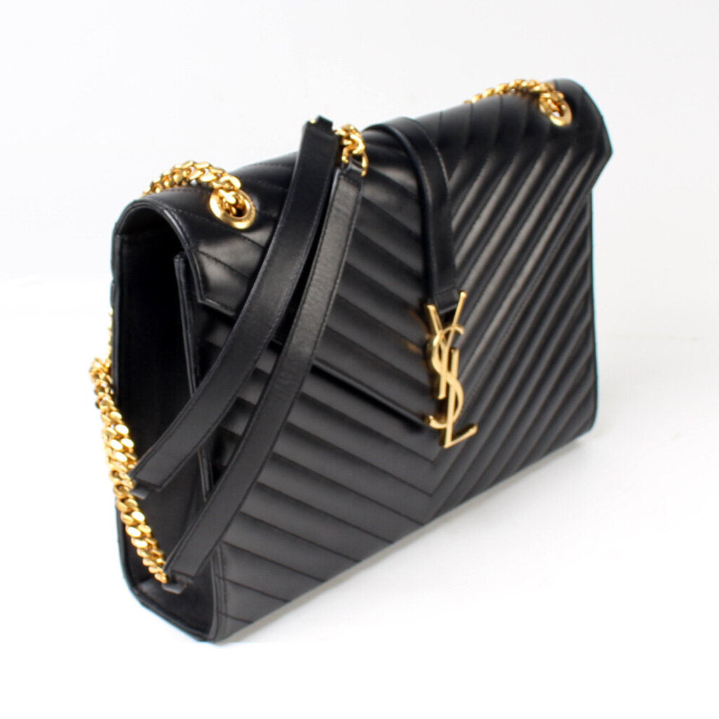 Nappa Leather Large Chevron Envelope Shoulder Bag