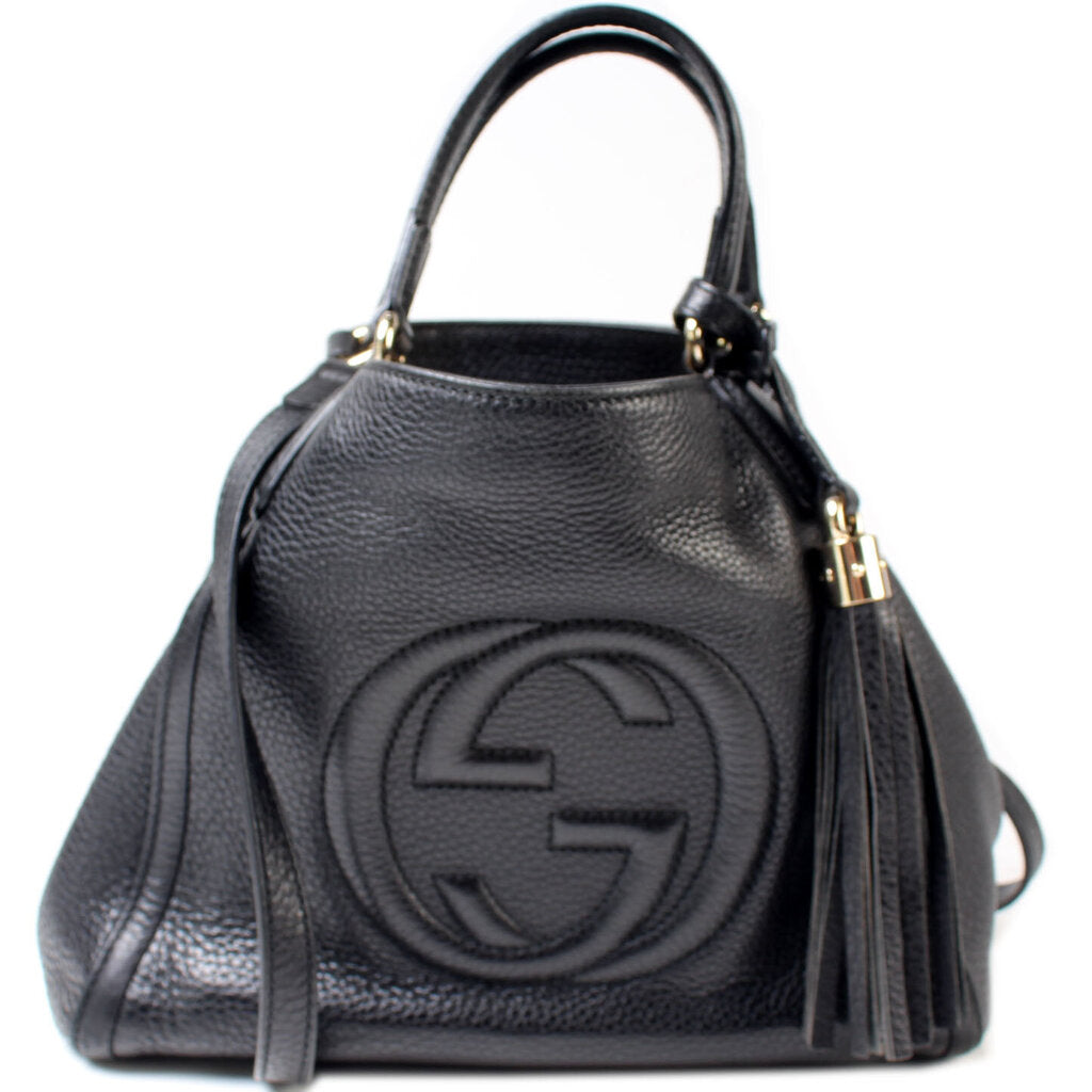336751 Soho Leather Shoulder Bag Black