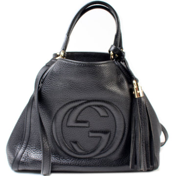 336751 Soho Leather Shoulder Bag Black