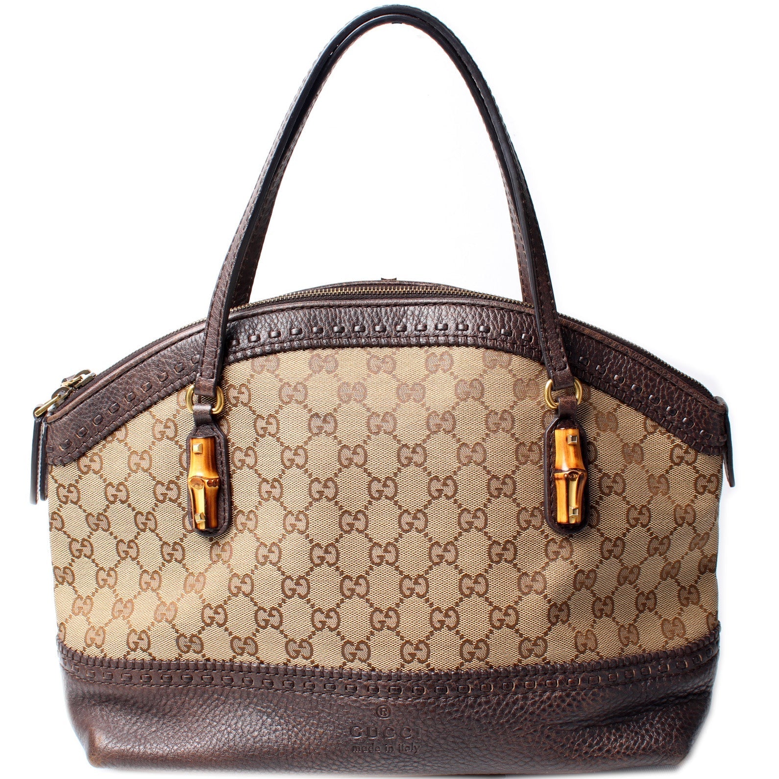 339002 GG Bamboo Canvas Shoulder Bag