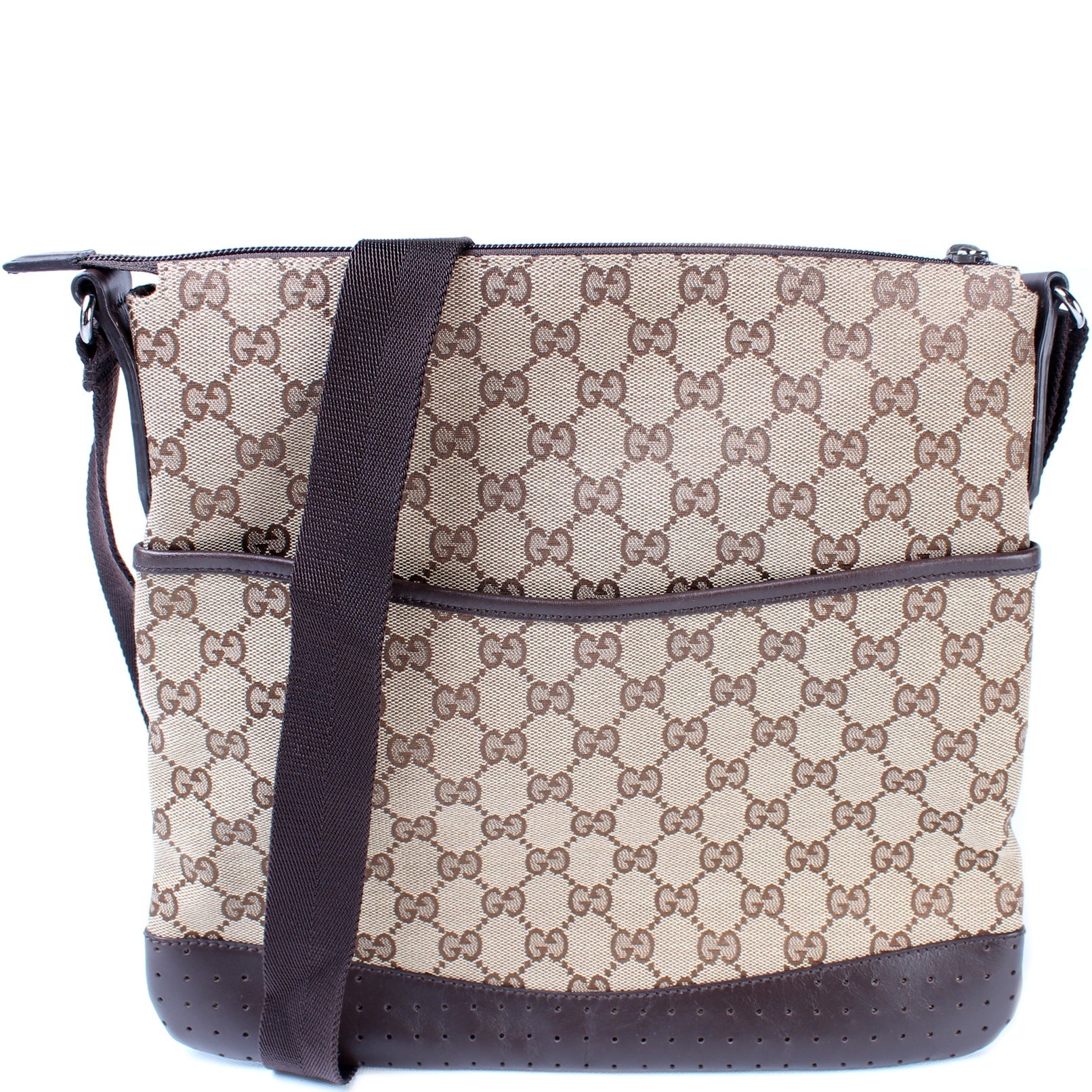 145857 GG Canvas Flat Messenger Medium