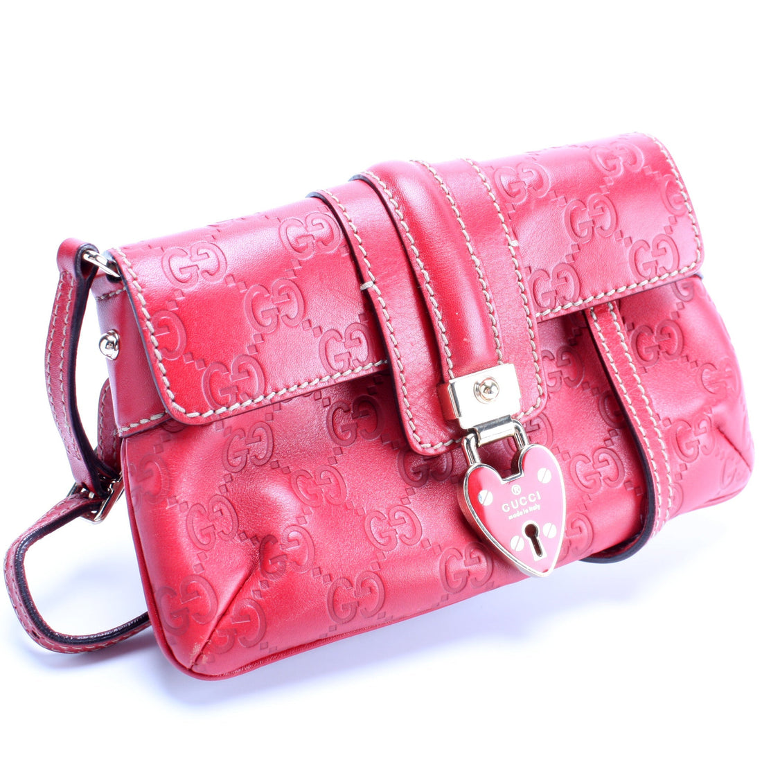 154388 GG Leather Heart Lock Mini Bag