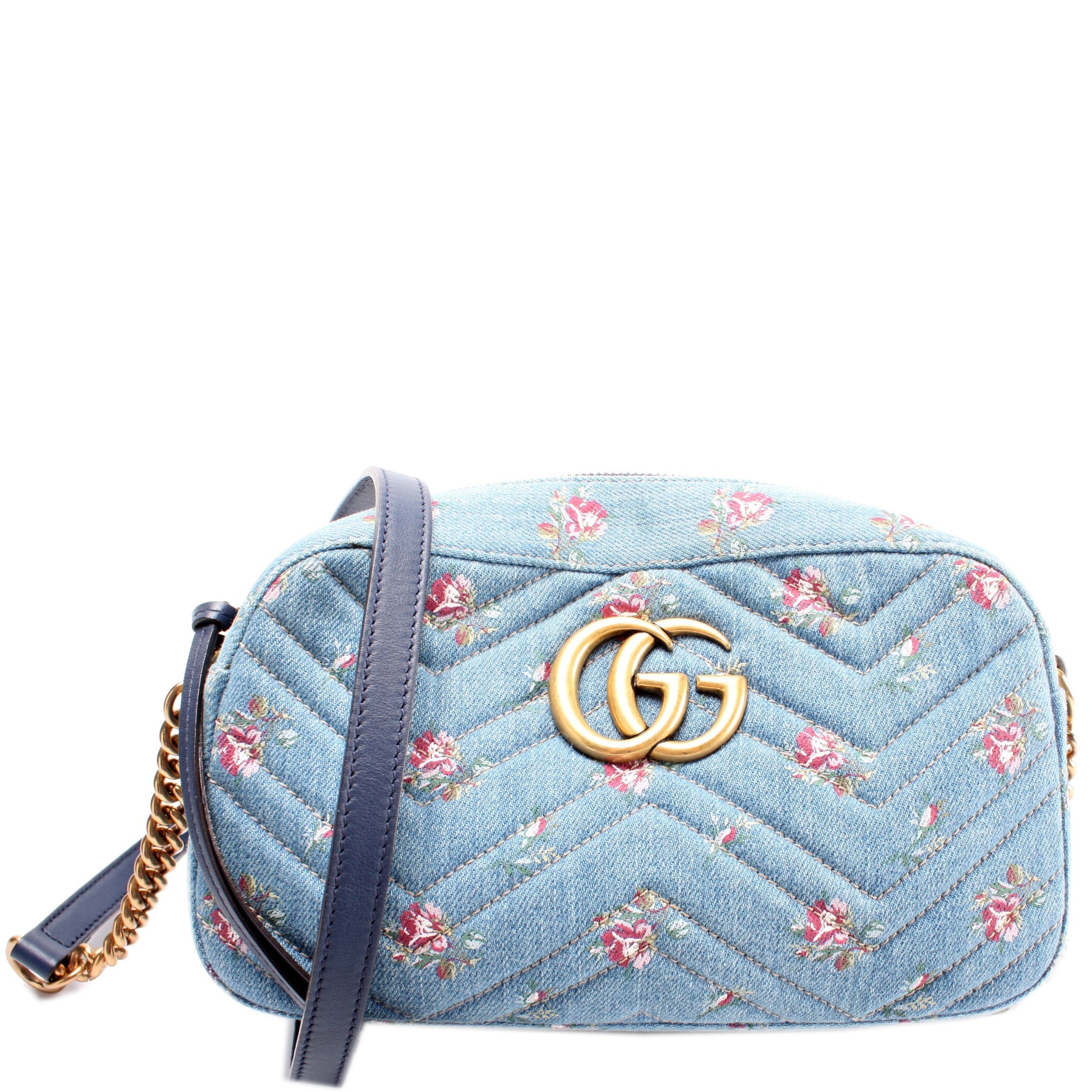 447632 Marmont Small Denim Camera