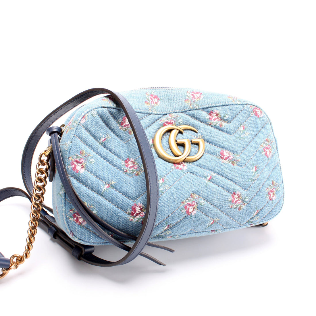 447632 Marmont Small Denim Camera