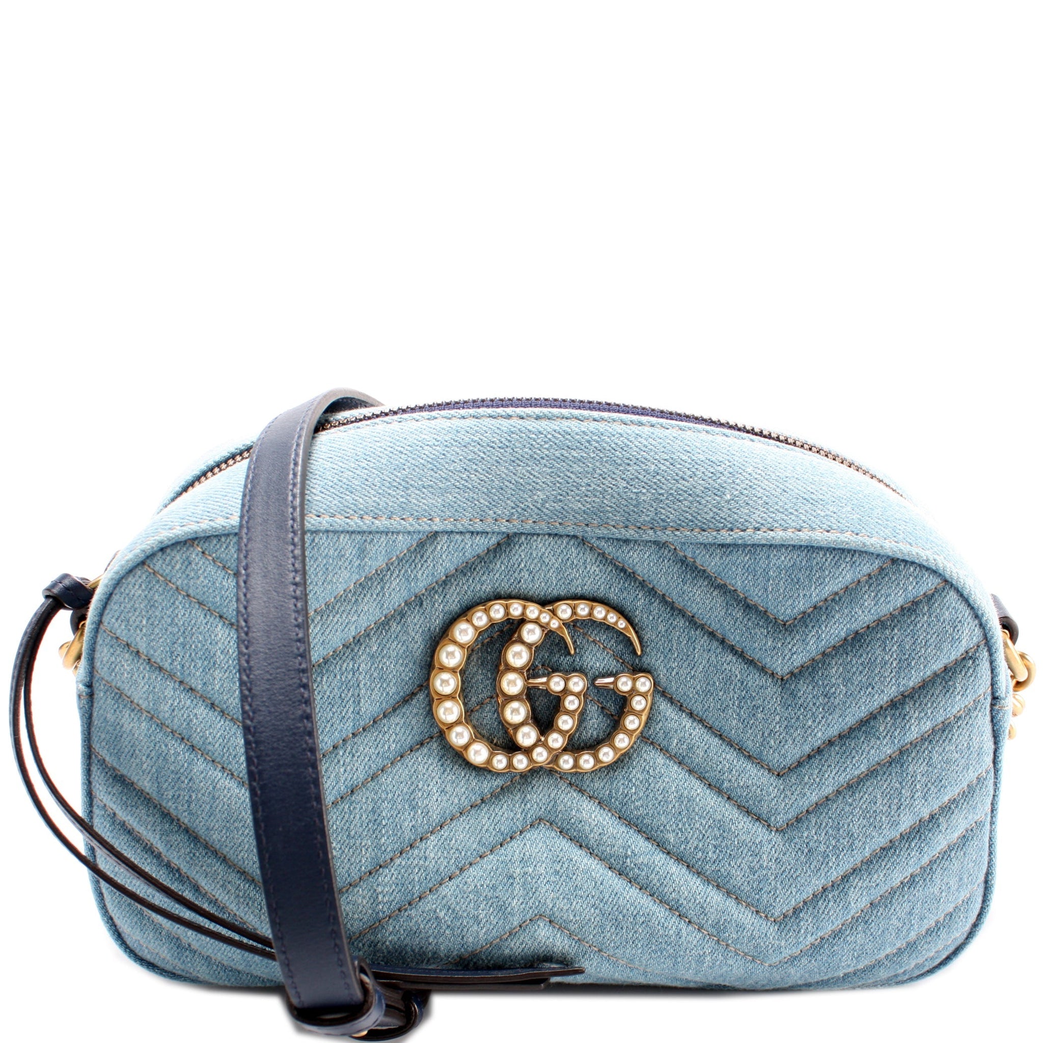 447632 Marmont Small Denim Camera