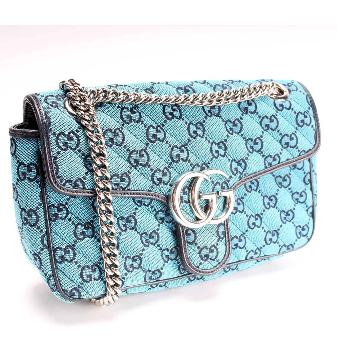 443497 Marmont Shoulder Quilted Canvas Small Flap