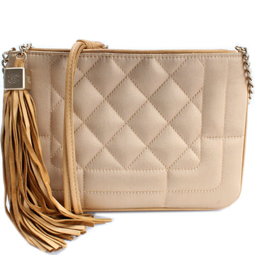 Tassel Quilted Satin Shoulder Bag