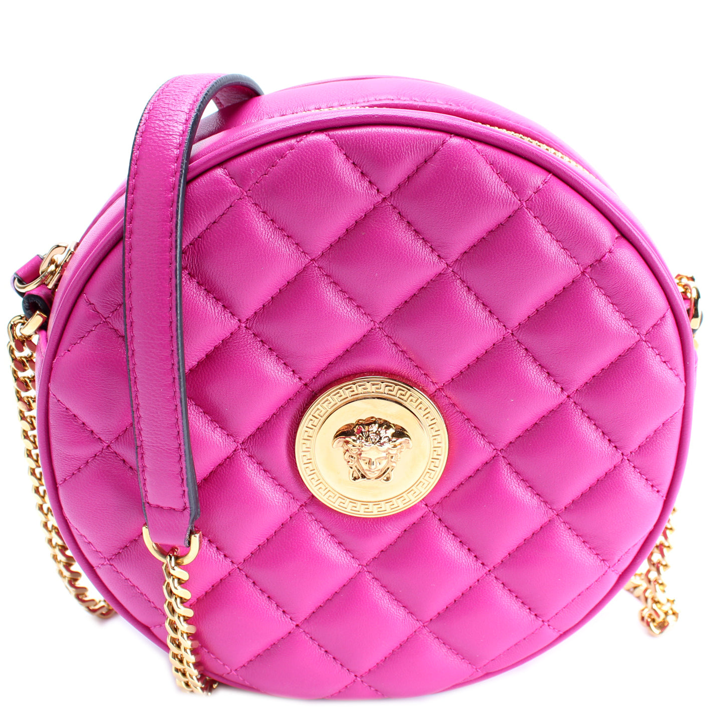 La Medusa Round Quilted Leather Camera Bag