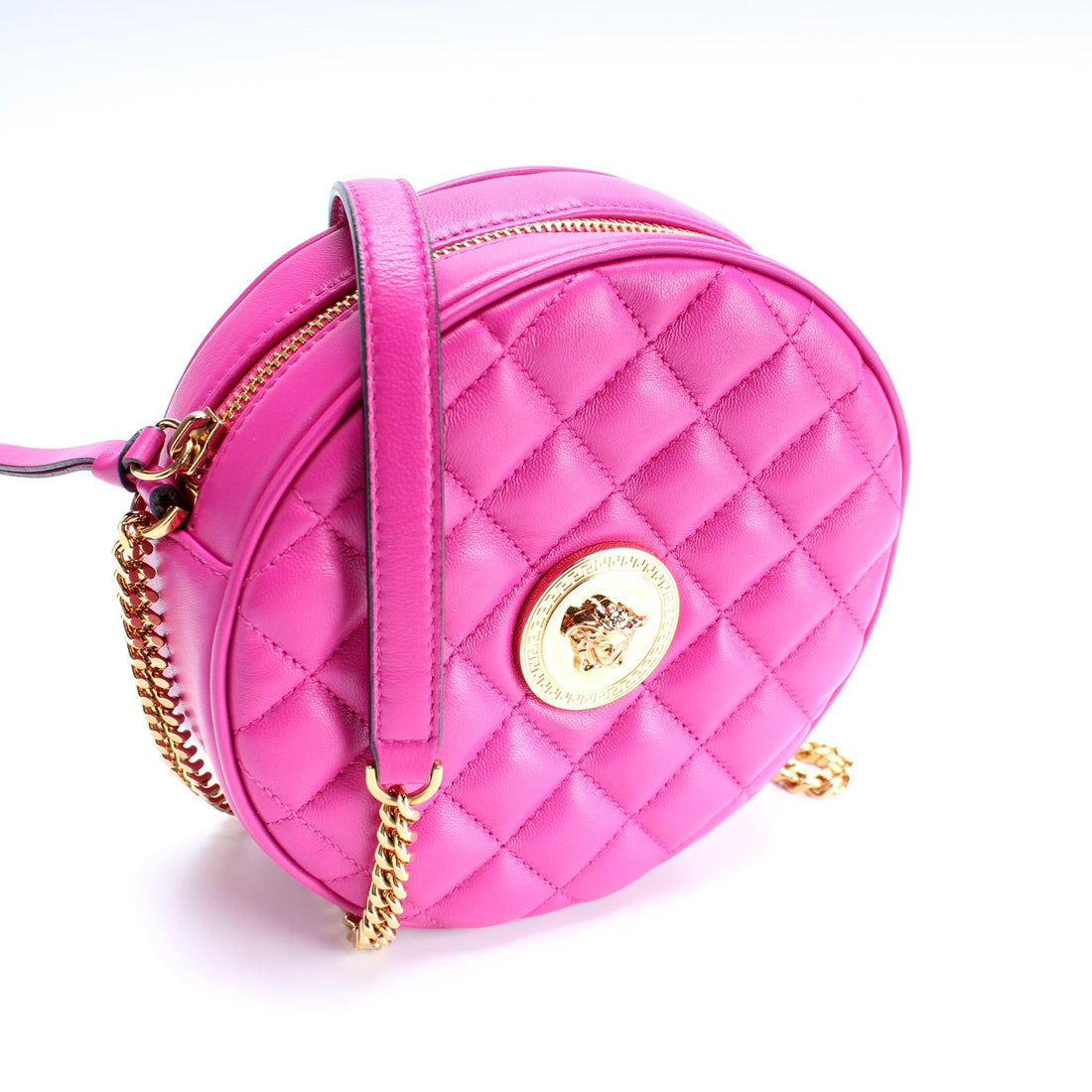 La Medusa Round Quilted Leather Camera Bag