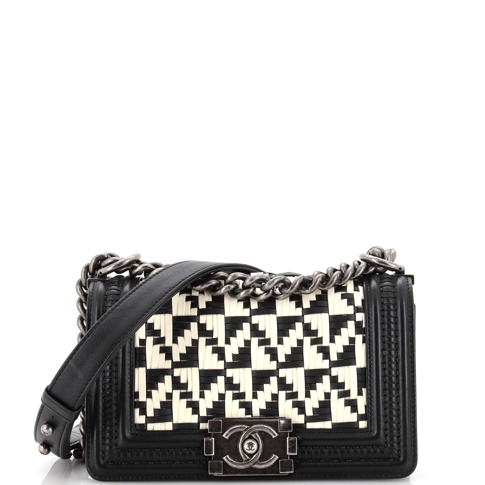 CHANEL Boy Flap Bag Woven Calfskin Small