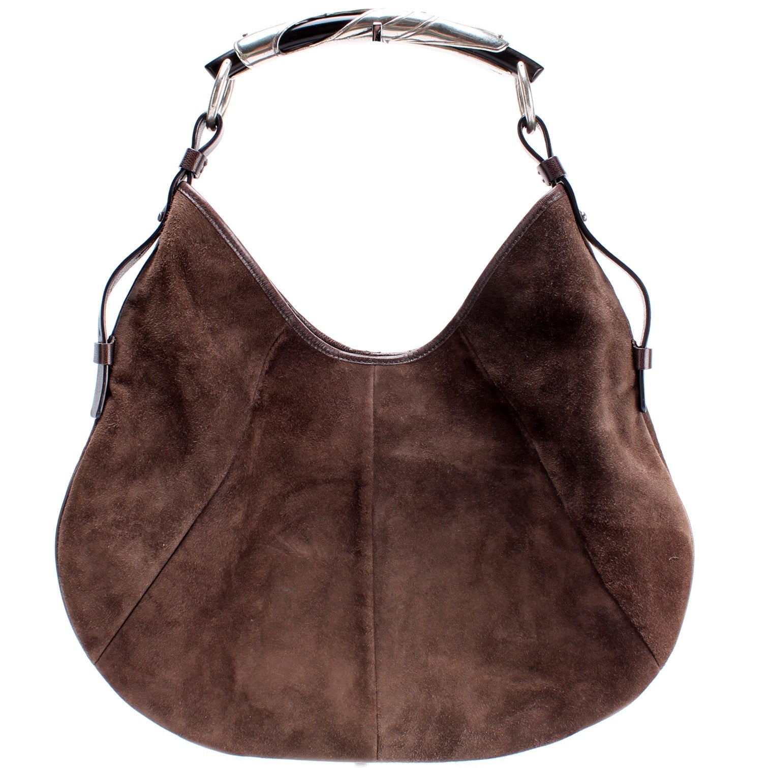 Suede Monbasa Handle Hobo Bag