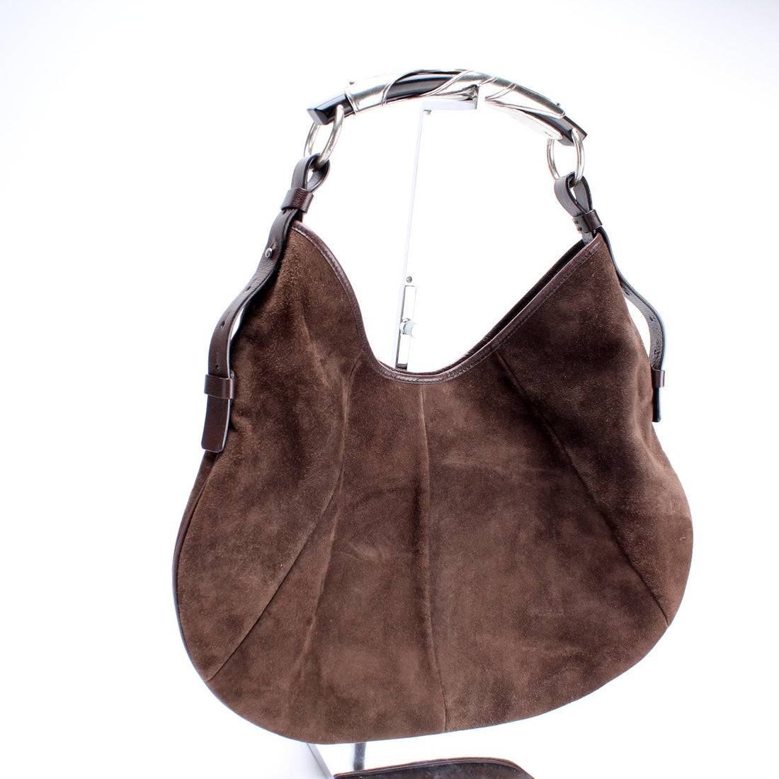 Suede Monbasa Handle Hobo Bag