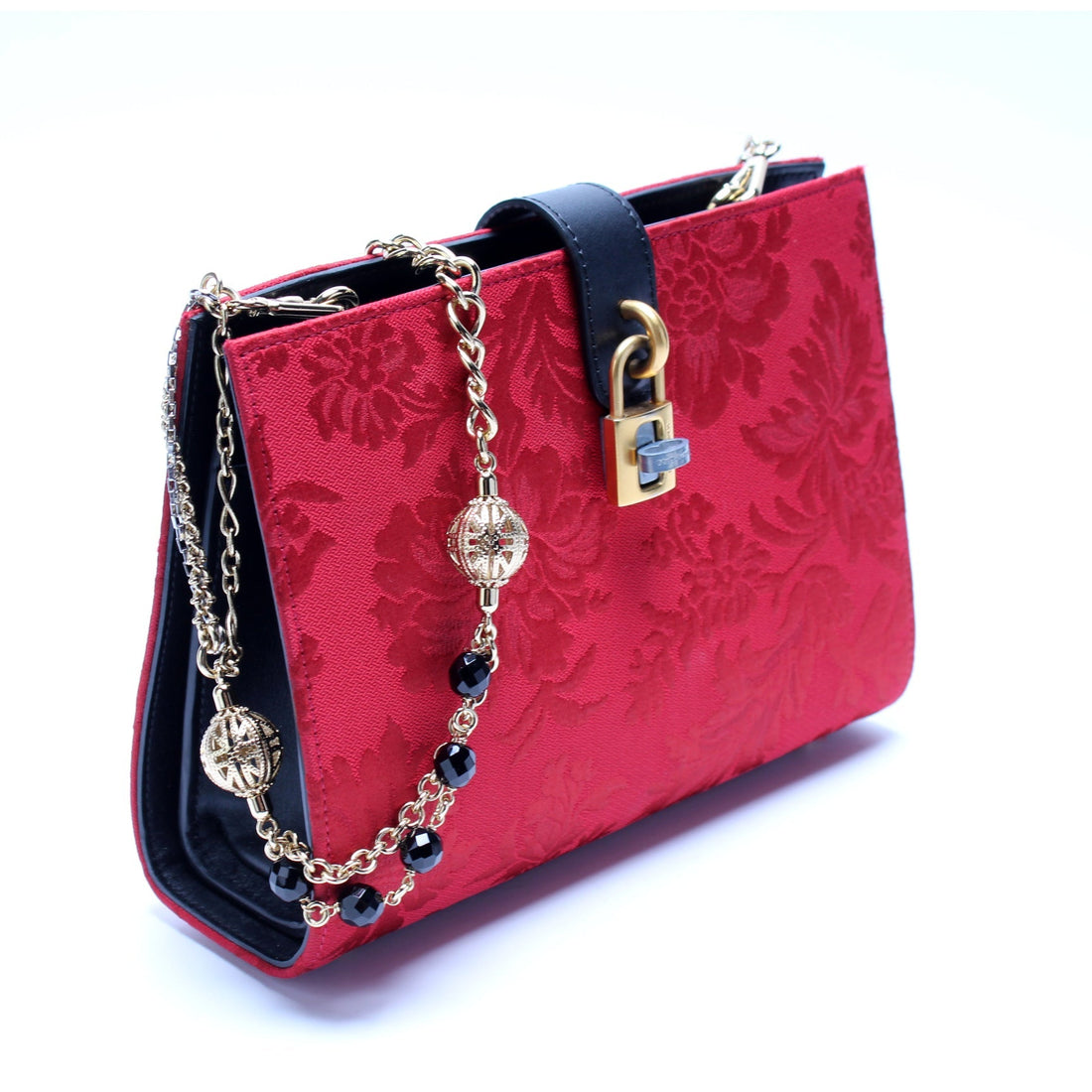 Satin Turnlock Chain Clutch