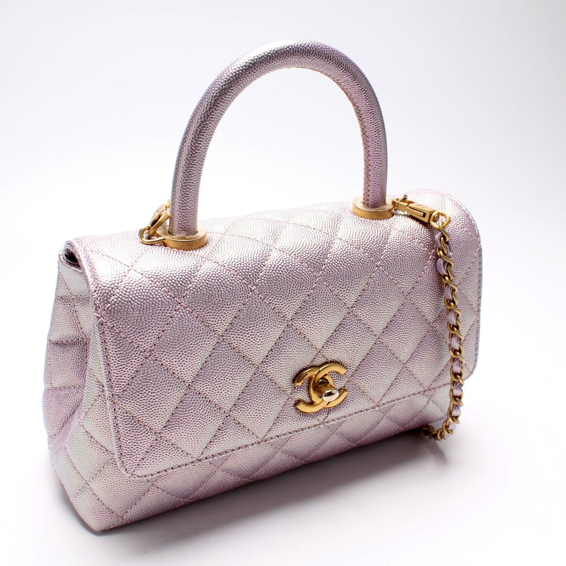 Coco Top Handle Mini Caviar Iridescent