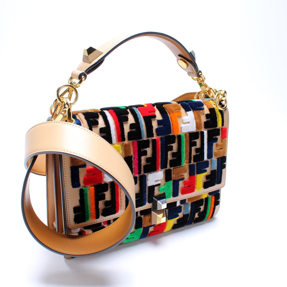 8BT283 Kan I Multicolor Velvet FF Shoulder Bag