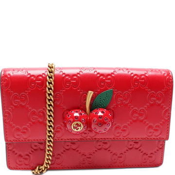 481291 GG Leather Cherries Mini Chain Bag