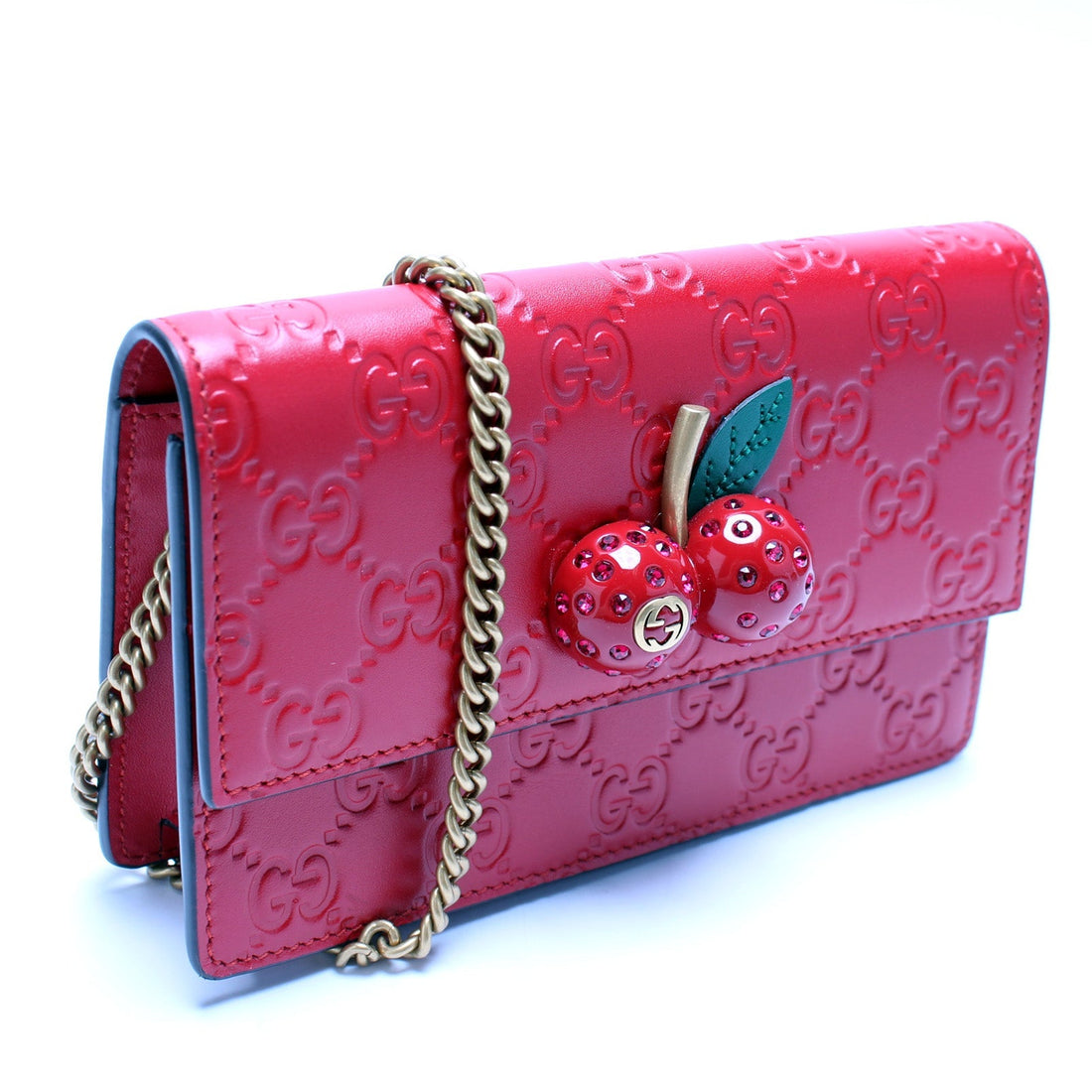 481291 GG Leather Cherries Mini Chain Bag