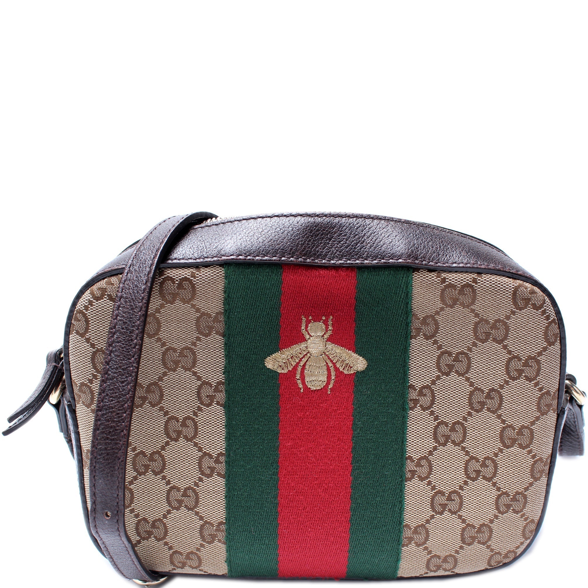 412008 GG Canvas Bee Camera Bag