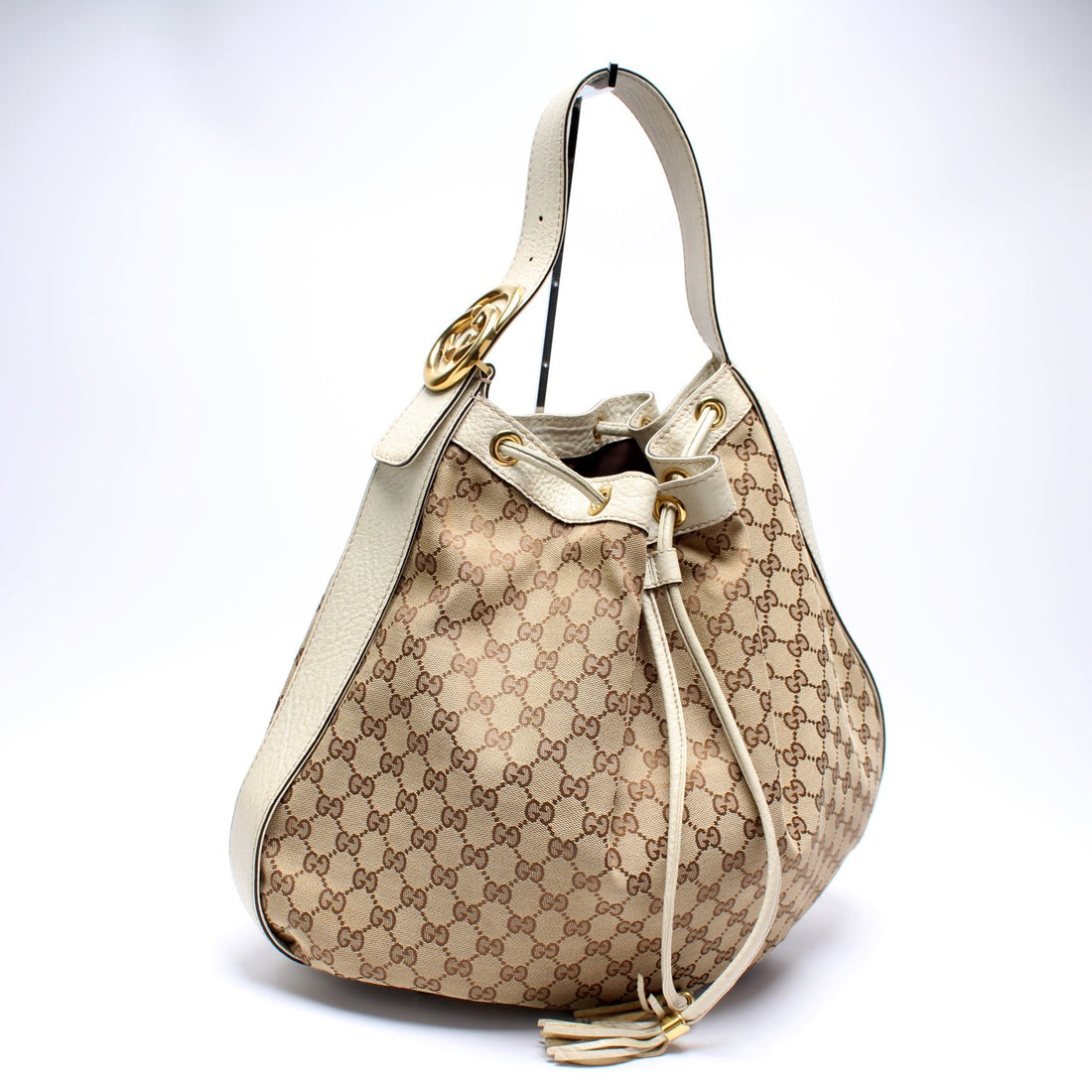 223951GG Canvas Interlocking Icon Drawstring Hobo