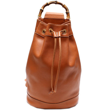 003-113 Bamboo Leather Drawstring Sling Bag Vintage