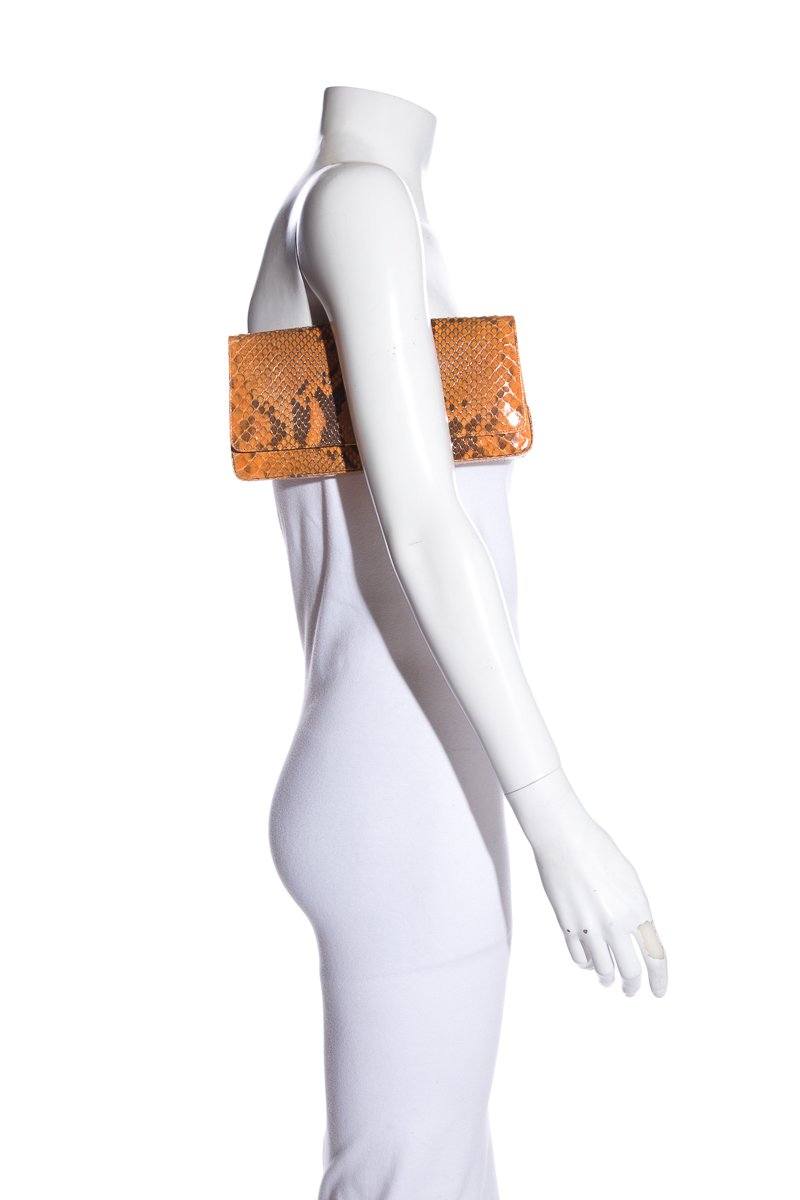 Manolo Blahnik Orange &  Python Clutch