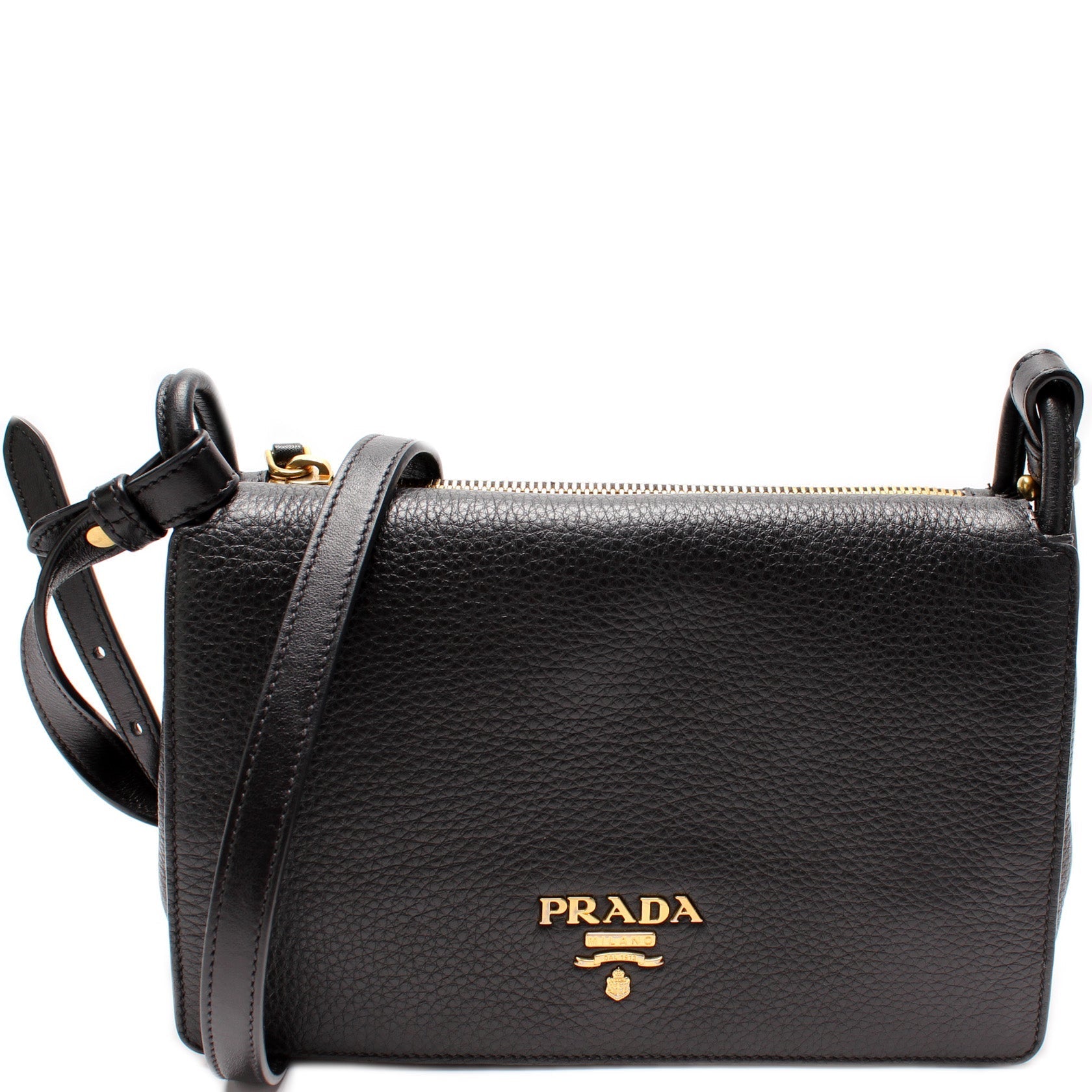 Vitello Daino Leather Flap/Zip Crossbody