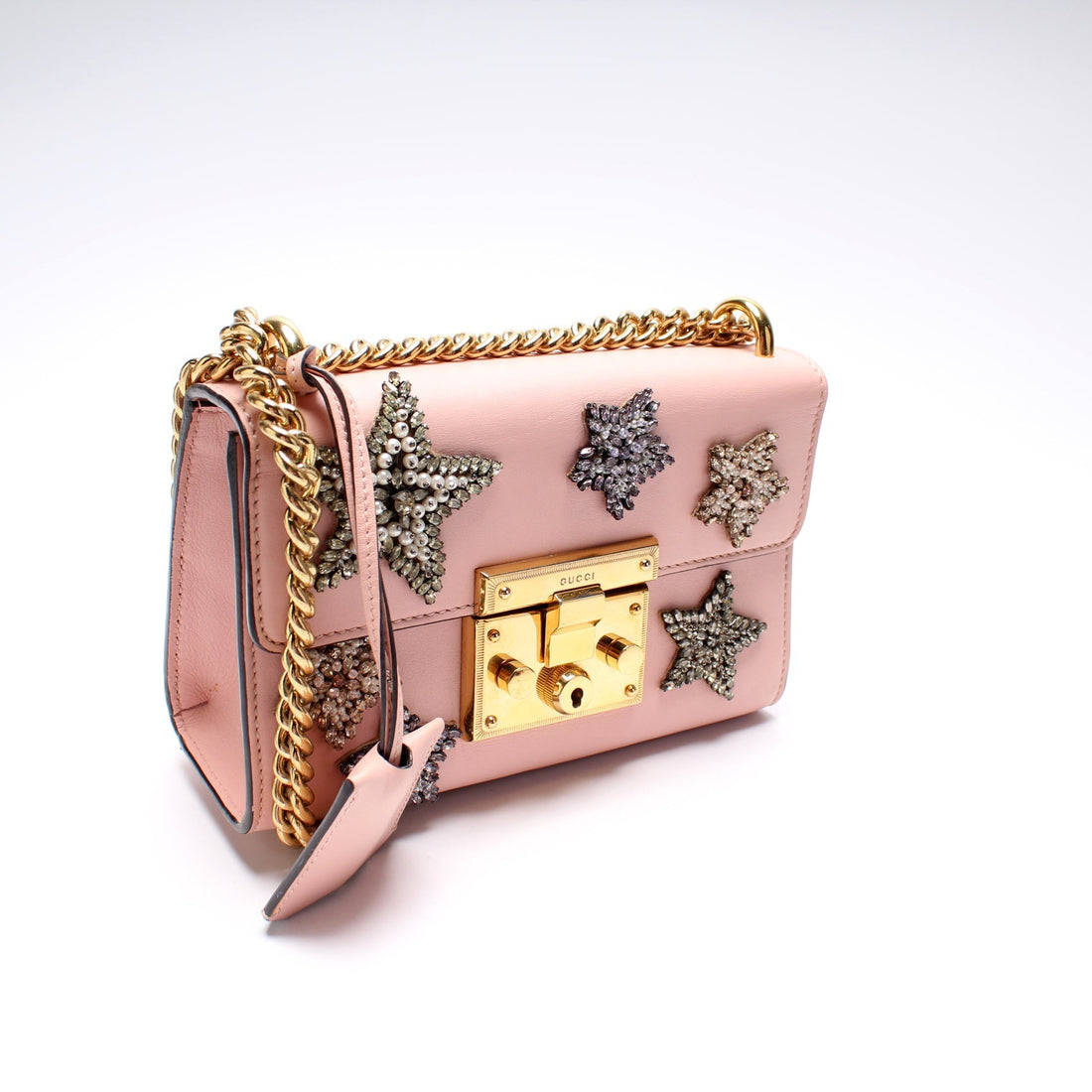 432182 Padlock Embroidered Star Leather Small