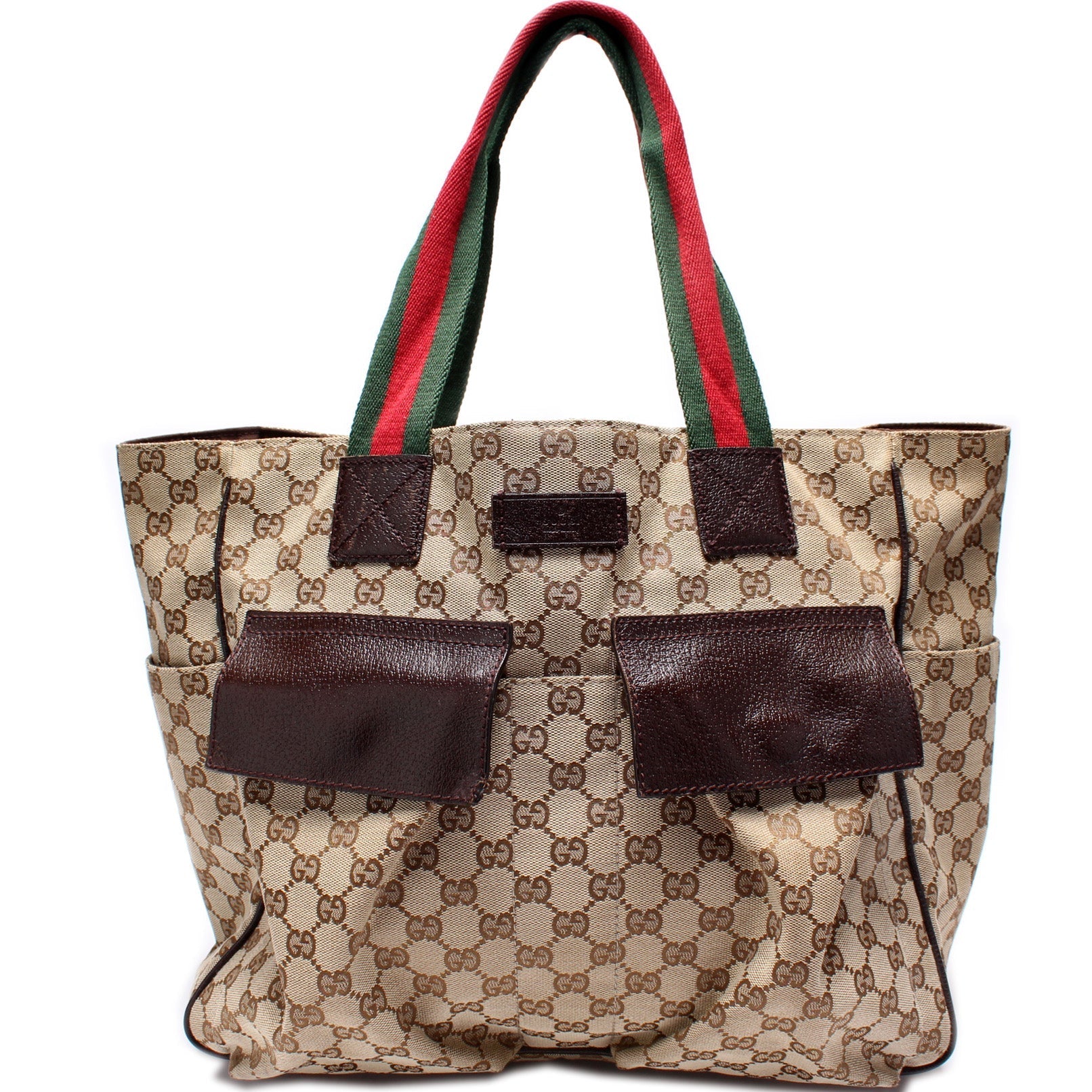 161836 GG Canvas Web Handle Double Pocket Tote