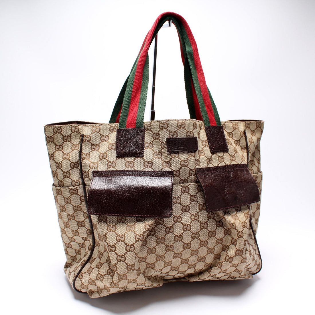 161836 GG Canvas Web Handle Double Pocket Tote
