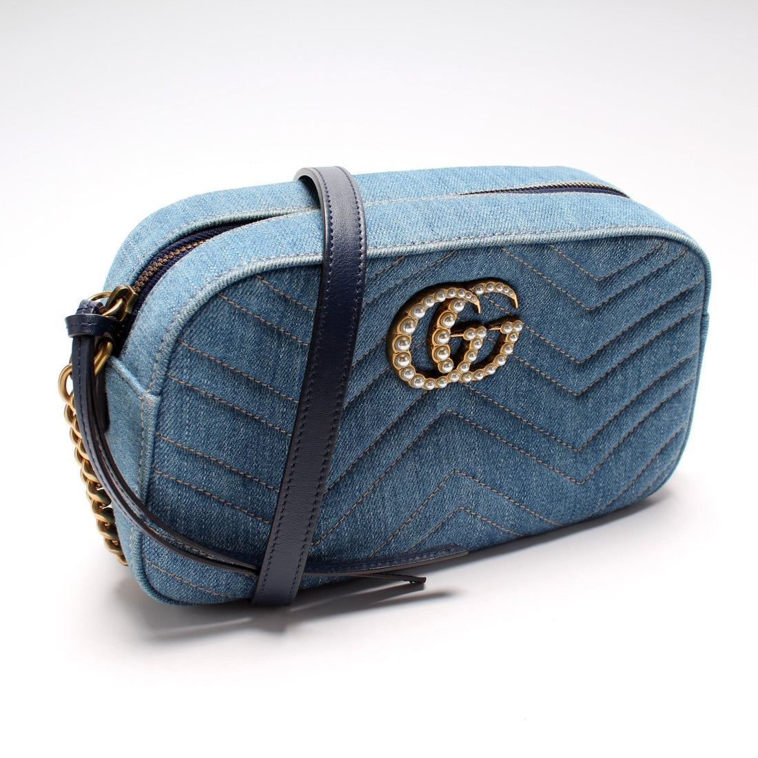 447632 Marmont Small Denim Camera