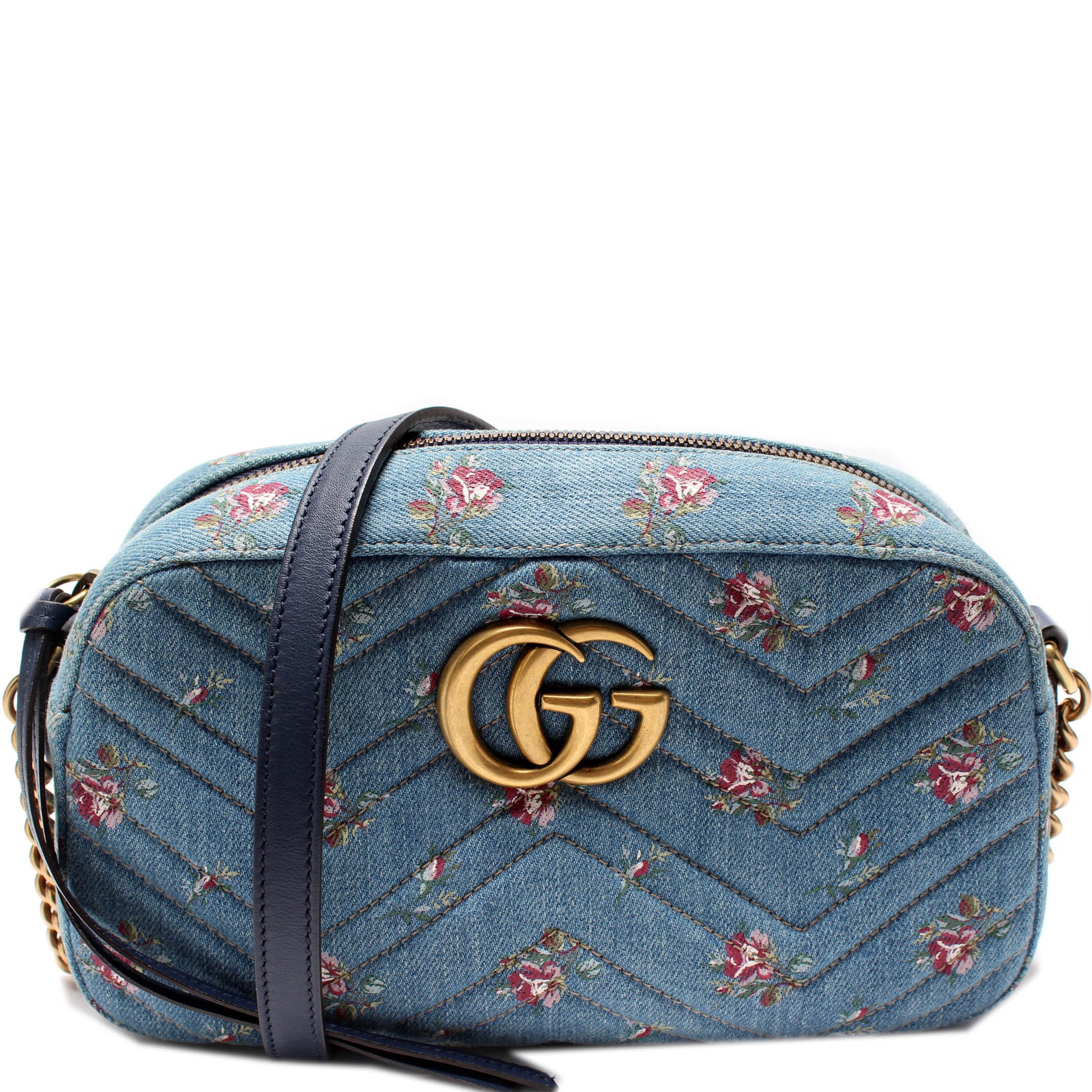 447632 Marmont Small Denim Camera